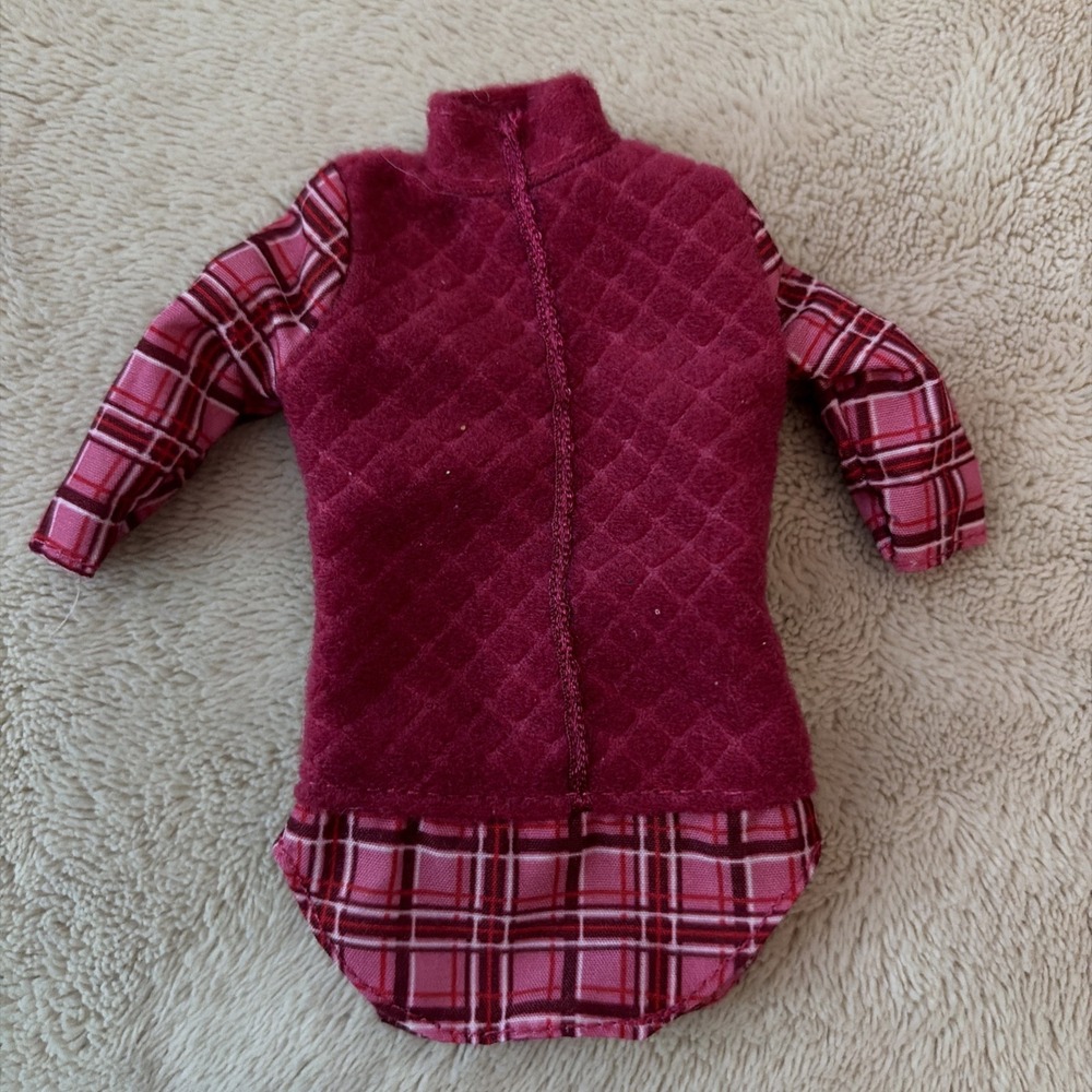 Mattel Barbie Pink‎ & Red Plaid Shirt With Built In Velvet Vest  B9
